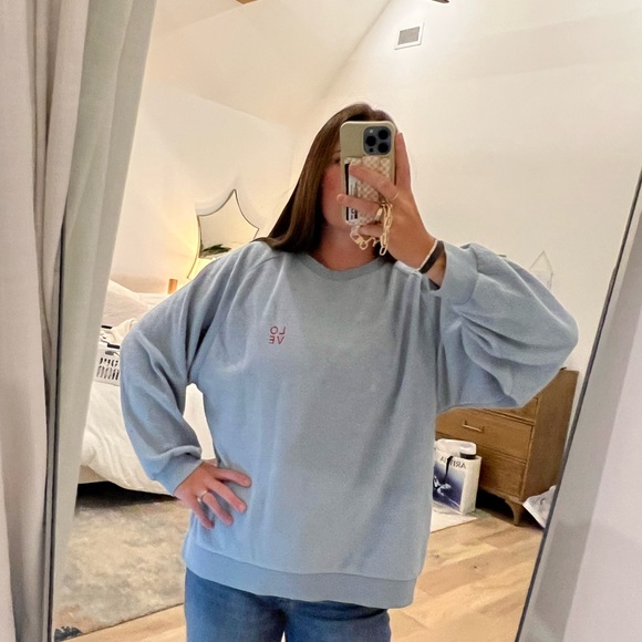 Topshop “LOVE” embroidered pullover, light blue. - Picture 2 of 5